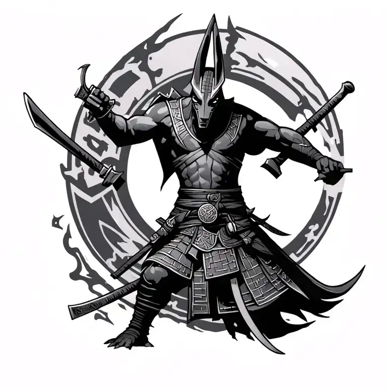 Anubis Samurai In A Combat Rack