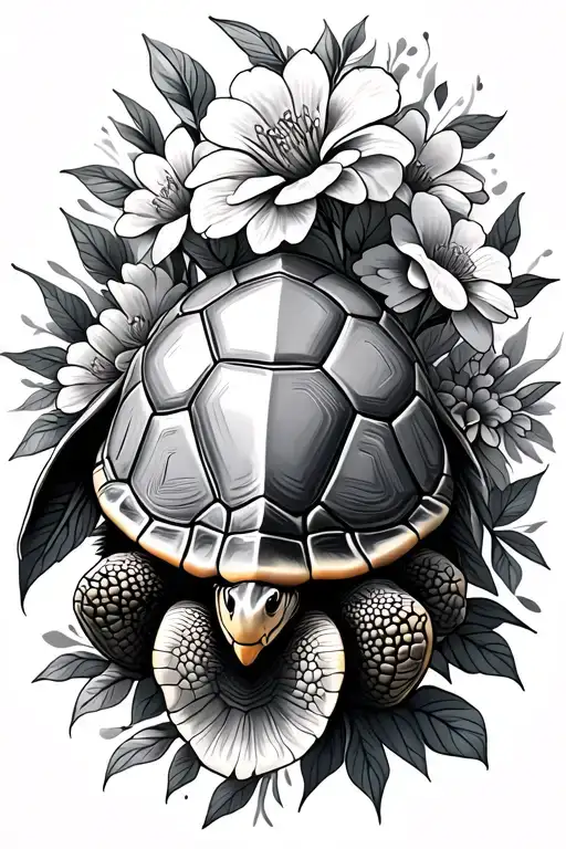 Turtle With Flowers