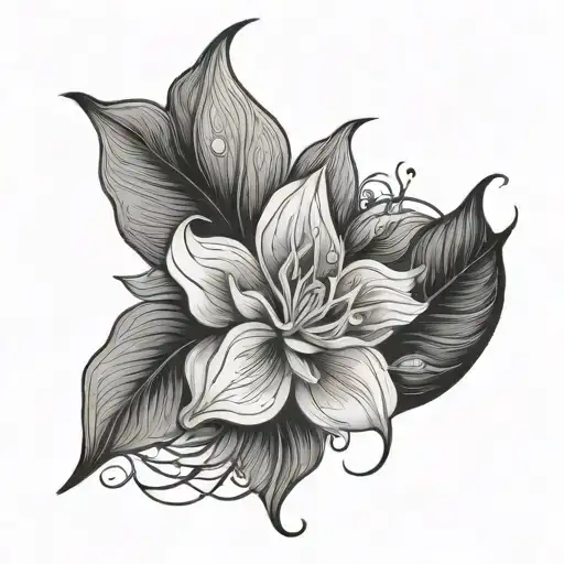 Flower With Leaves Growing