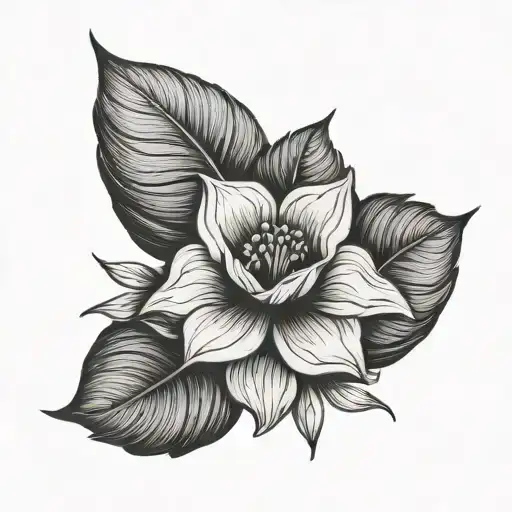 Flower With Leaves Growing