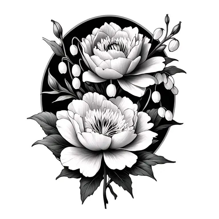 Peony And Lily Of The Valley Flowers