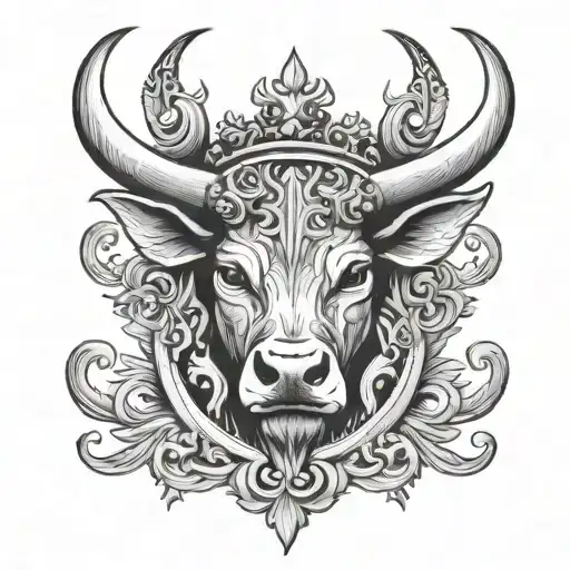 Taurus Symbol With Crown On Top