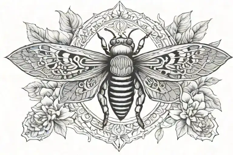 Death Moth Mandala Art Geometric Filler Dagger Lotus Flower