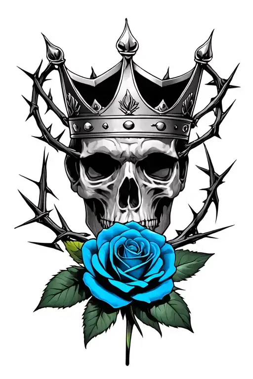 Name Kadin With A Crown And Thorns Around It That Leads To A Blue Rose