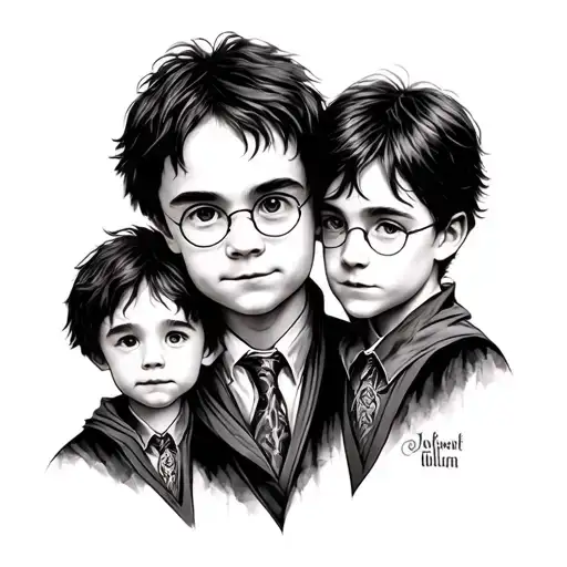 Father And Two Sons Harry Potter