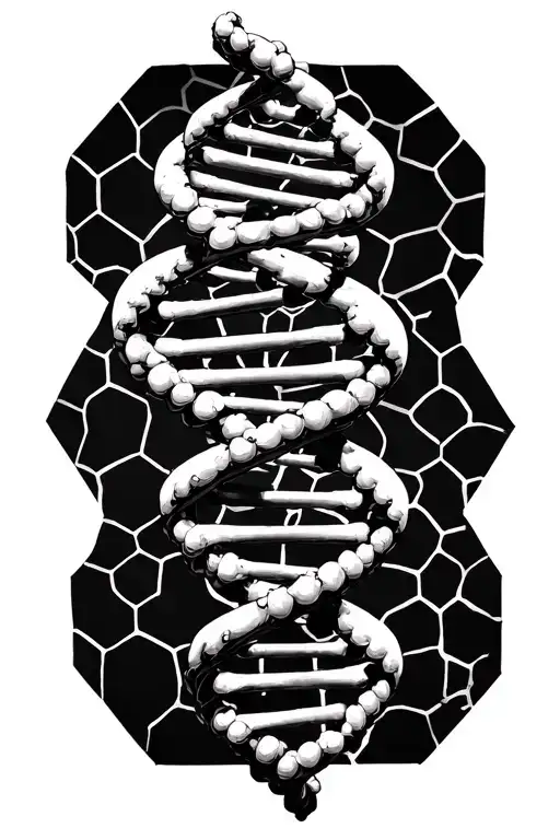 Dna Helix Twisted With A Octagon Honeycomb Pattern Background