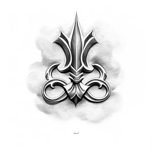 Fleur De Lis With Clouds And Script