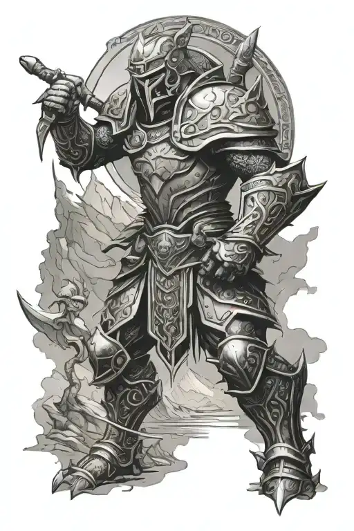 Karna Armour Design Tatto Mountain Scence