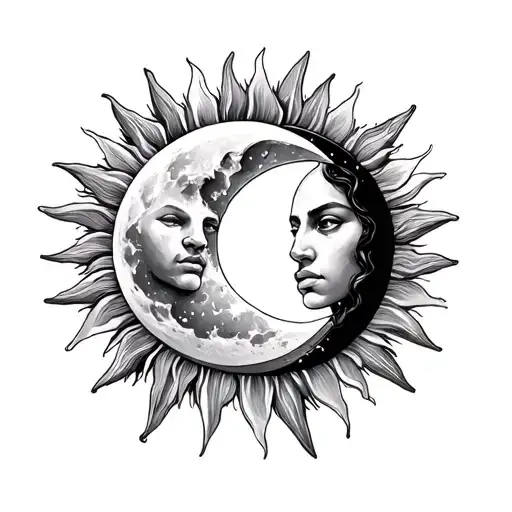 Sun And Moon Merging Together