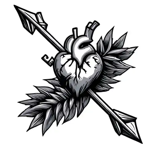 Arrow With Heartbeat As The Shaft On Left Forearm