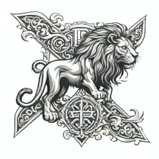 Christian Cross With Lion
