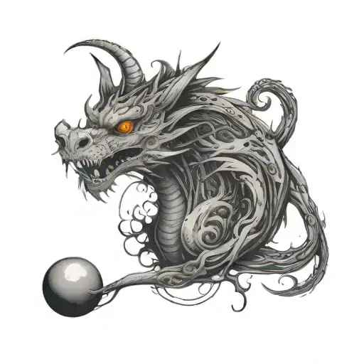 A Line That Looks Like A Dragon With A Dog Inside It