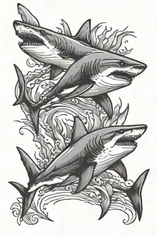 Shark Swimming Together