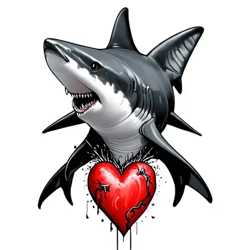 Shark And Heart Tattoo