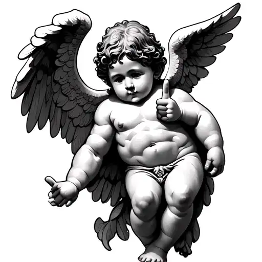 Cherub Holding A Middle Finger Behind Its Back