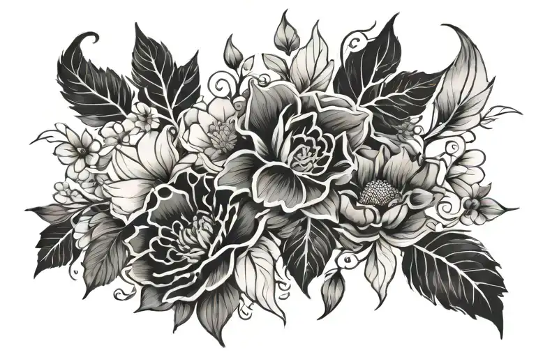 Floral Negative Space Thigh