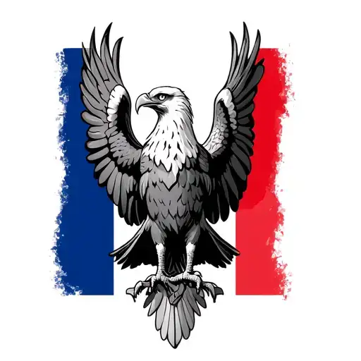 An Eagle On A Background Of A French Flag
