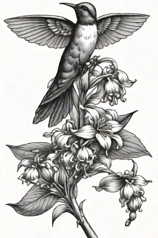 Lily Of The Valley And Hummingbird