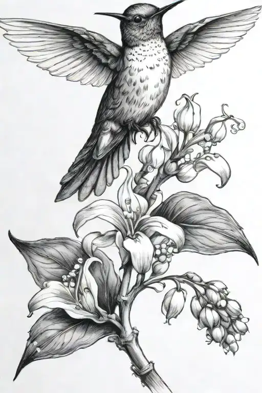 Lily Of The Valley And Hummingbird Tattoo