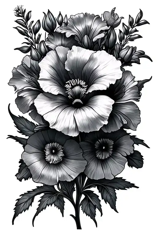 Fine Line Delphinium Morning Glory Poppy And An Iris