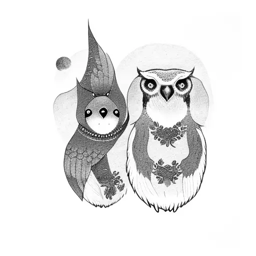 Owl And Otter Couple