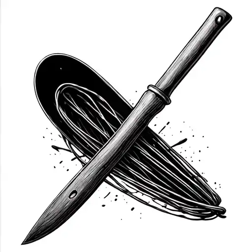 Knife Cleaver Whisk Spoon But In A Hanging Rod Casting A Line