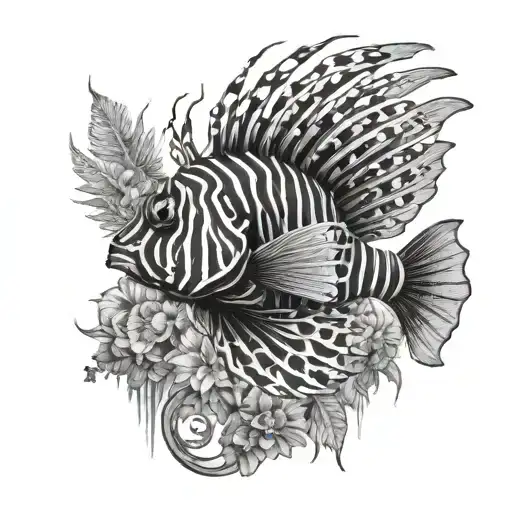 Lion Fish And A Sea Horse Tattoo