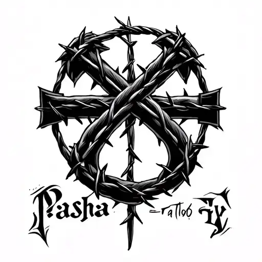Cross The Barbed Wire Between The Word Pasha And Fix The Tattoo Model