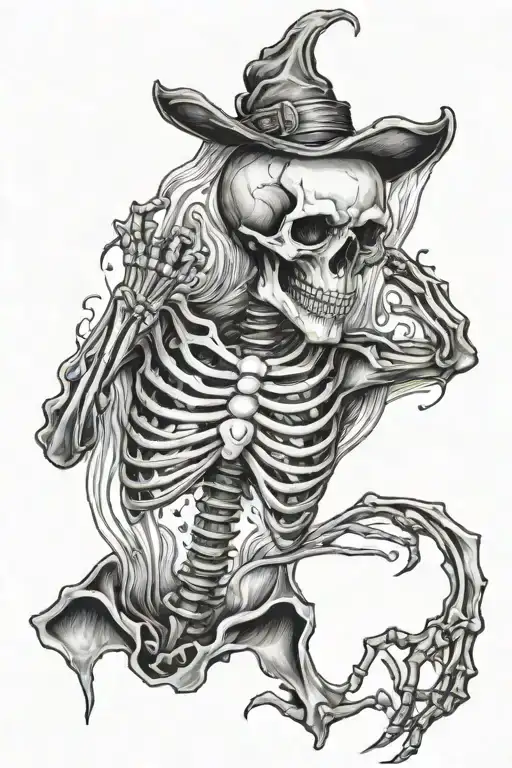 Skeleton With Water Tattoo