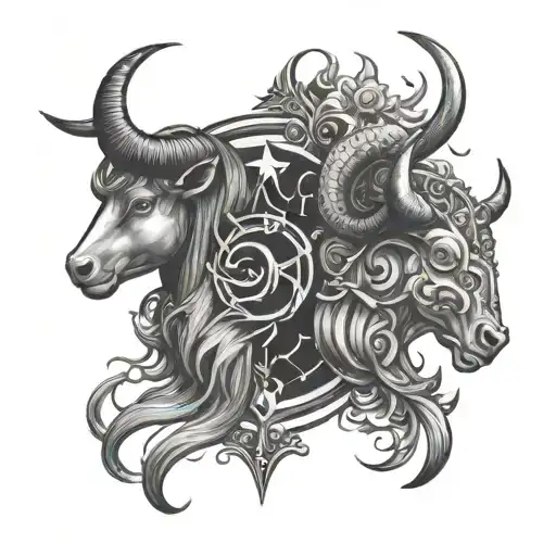 Taurus Virgo Capricorn Zodiac Signs Merged Tattoo