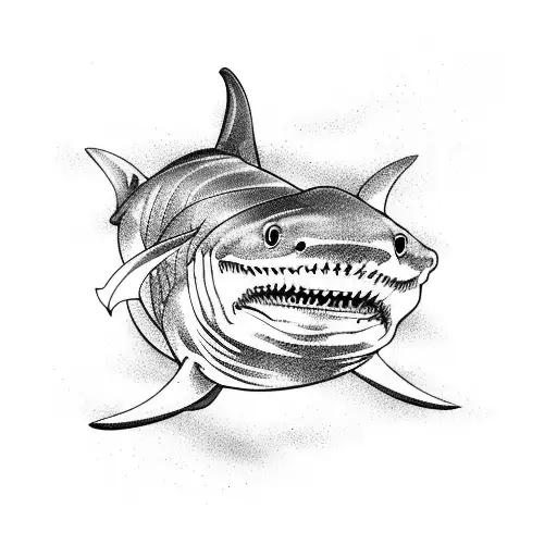 Shark Waves Koi Fish Tattoo