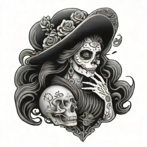 La Catrina Dark Horse Sleeve Tattoo