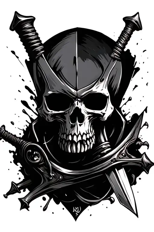 Crushed Skull With Sword Stabbing It