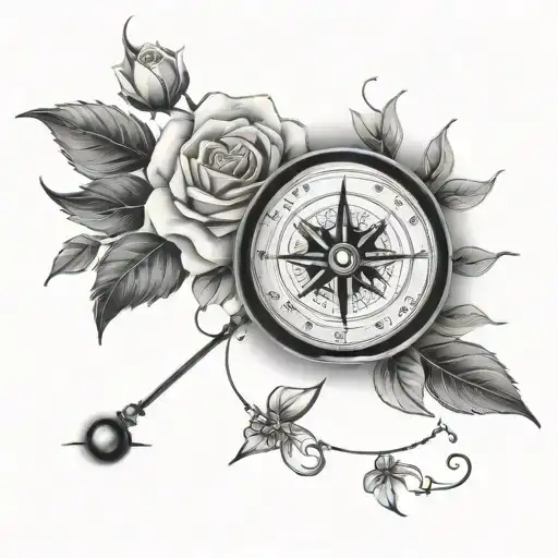 Flowers With Compass And Coordinates