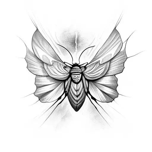 Horror Moth With Creapy Eyes On Wings Tattoo