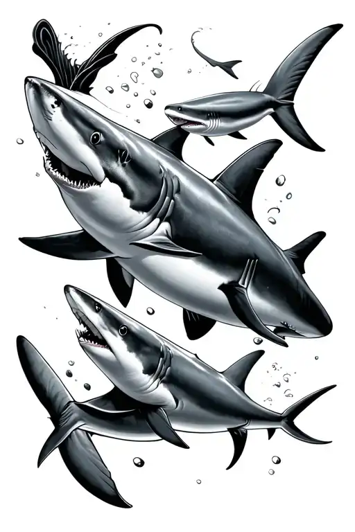 Ocean Sleeve With Sharks Swimming