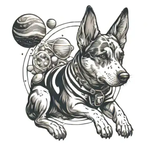 Dog In Space Surrounded By Planets