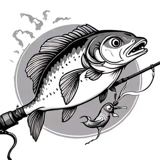 Fishing Pole With Other Details And A Small Catfish