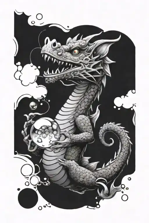 Feminine Dragon Blowing Bubbles