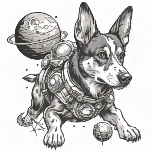 Dog In Space Surrounded By Planets