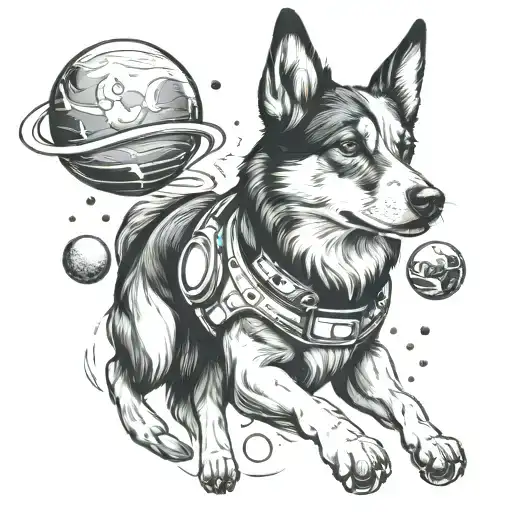 Dog In Space Surrounded By Planets