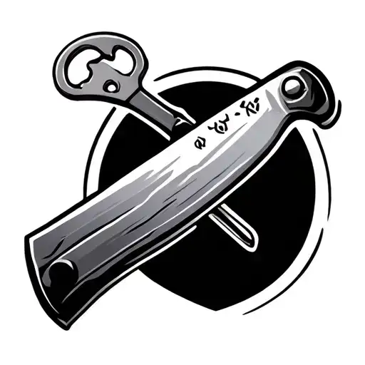 Bottle Opener And Chef Knife Crossed