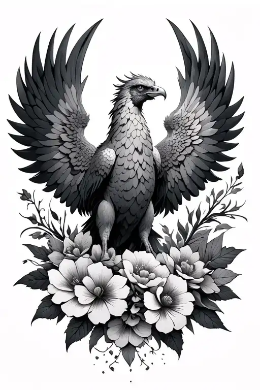 Phoenix With Flowers As Wings