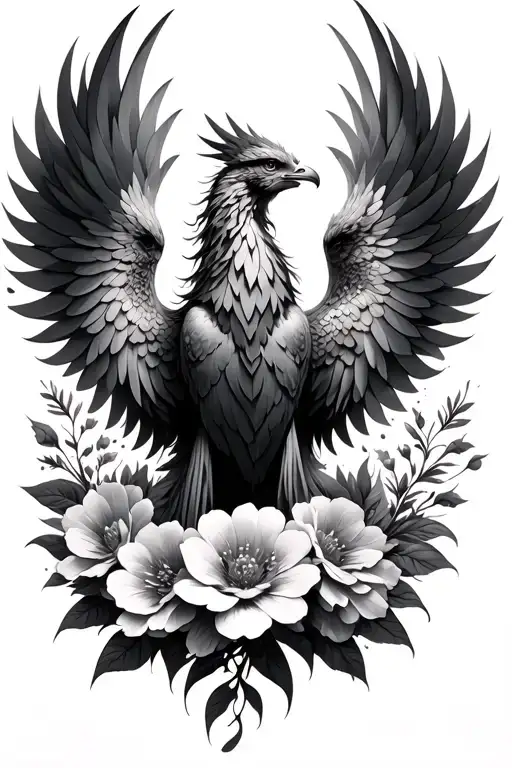 Phoenix With Flowers As Wings Feminine