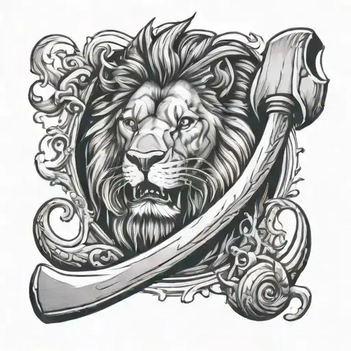 Lion Underwater With A Axe Inspired