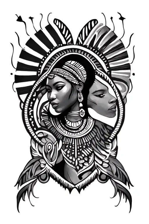 Sleeve Tatoo With African Symbols Incorporated Within