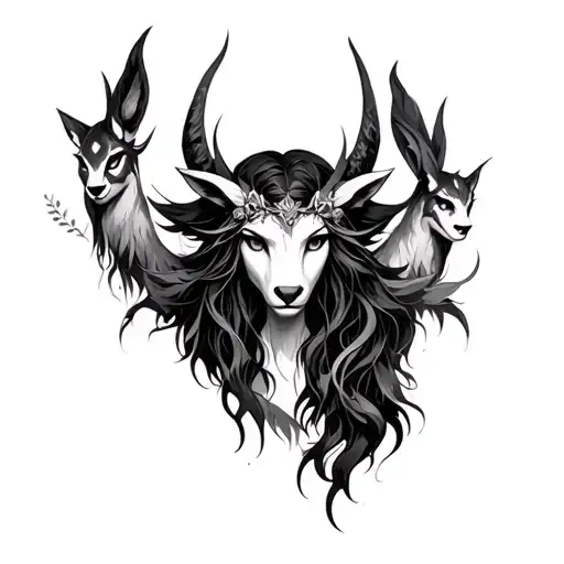 Princes Mononoke Forest Spirit With Some Forest Spirits And Landscape