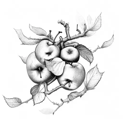 A Stretch Of An Apple Tree With Red Apples