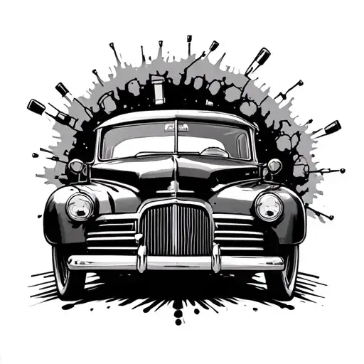 Bonnie And Clyde Car Driving Bullet Holes