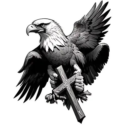 Eagle Holding A Cross